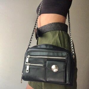 Zara Black Cross Body Faux Leather Bag
